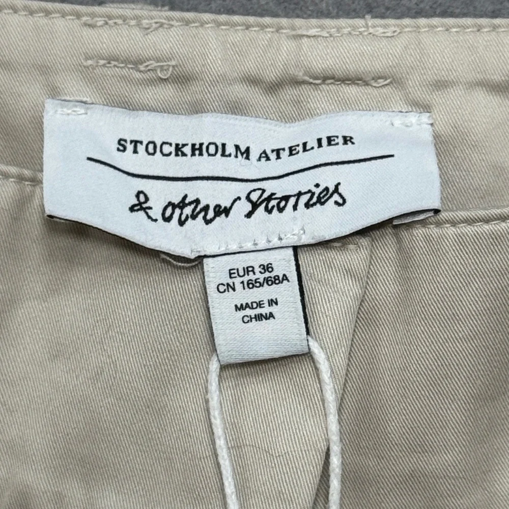 NEW Stockholm Atelier Cargo Pants Women's 8 Beige Baggy Wide Leg - Picture 7 of 9